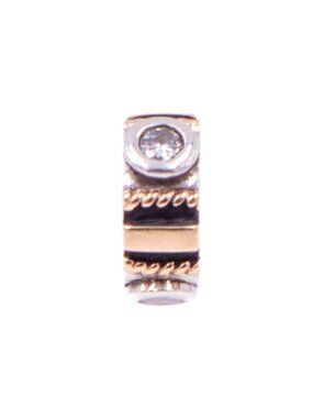 Chamilia Sterling Silver 14K Gold Clear CZ Two Tone Spacer Charm Bead